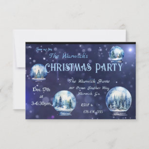 Invitation Aquarelle hiver Snowglobe fête de Noël Personnalis