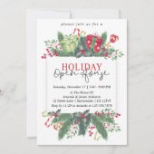 Invitation Aquarelle Hiver Vacances Open House (Devant)