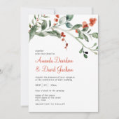 Invitation Aquarelle hiver verdure et Mariage de baies rouges (Devant)