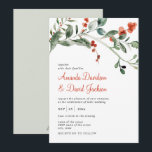 Invitation Aquarelle hiver verdure et Mariage de baies rouges<br><div class="desc">Aquarelle Winter Greenery & Red Berries Mariage Cette aquarelle faire-part de mariage fleurie présente une végétation hivernale avec des baies rouges. Il est parfait pour montagne, rustique, hiver, jardin, grange, sauge mariage de vacances en édition élégante. Vous pouvez modifier/personnaliser tout le Modèle. En coque, vous avez besoin de tout ajustement...</div>