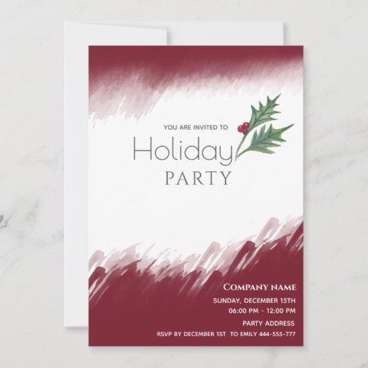 Invitation Aquarelle hiver verdure Fête de vacances (Devant)