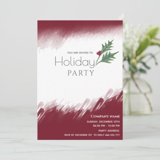 Invitation Aquarelle hiver verdure Fête de vacances (Debout devant)