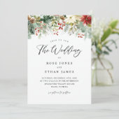 Invitation Aquarelle hiver verdure Mariage de Noël (Debout devant)