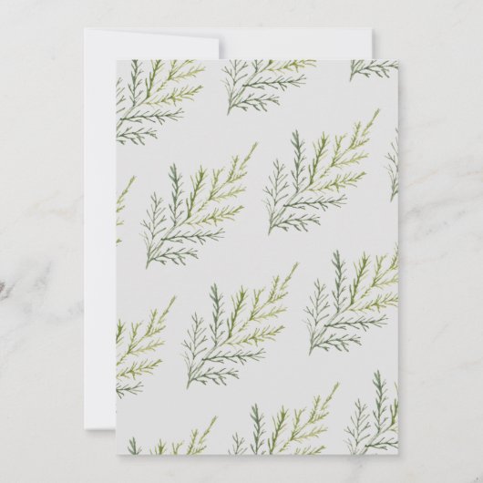 Invitation aquarelle hiver verdure reportée Mariage (Dos)