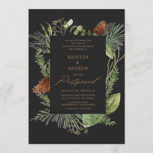 Invitation aquarelle hiver verdure reportée Mariage