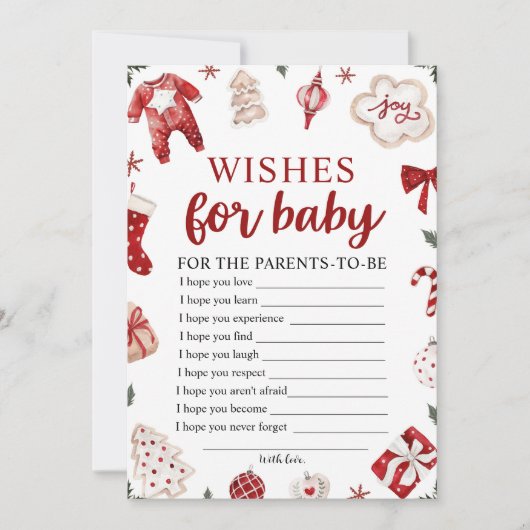 Invitation Aquarelle hiver voeux de Noël pour le jeu bébé (Devant)