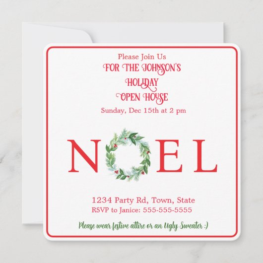 Invitation Aquarelle Hiver Wreath PERSONNALISER (Devant)