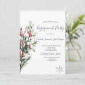 Invitation Aquarelle Holly Berry Fiançailles (Debout devant)