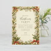 Invitation Aquarelle Holly Berry Holiday (Debout devant)