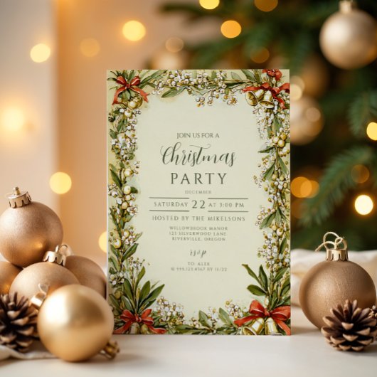 Invitation Aquarelle Holly Berry Holiday