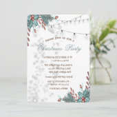 Invitation Aquarelle Holly Berry, Lumières, Noël (Debout devant)