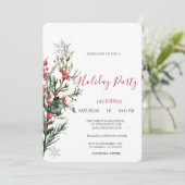 Invitation Aquarelle Holly Berry Végétation Noël (Debout devant)