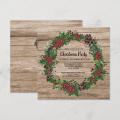 Invitation Aquarelle Holly courre grange bois fête de Noël (Devant / Derrière)