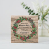 Invitation Aquarelle Holly courre grange bois fête de Noël (Debout devant)