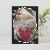 Invitation Aquarelle Holly et Berries rouges Black (Debout devant)