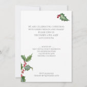 Invitation Aquarelle Holly et Berries rouges Black (Dos)
