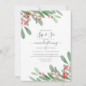 Invitation Aquarelle Holly Jolly Sip Noël et voir (Devant)