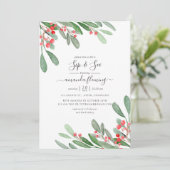 Invitation Aquarelle Holly Jolly Sip Noël et voir (Debout devant)