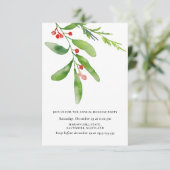 Invitation Aquarelle Holly Red Berry Fête annuelle (Debout devant)