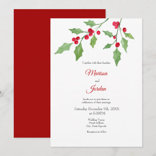 Invitation Aquarelle Holly Sprig