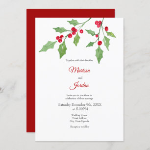 Invitation Aquarelle Holly Sprig