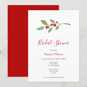 Invitation Aquarelle Holly Sprig
