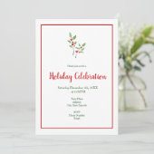 Invitation Aquarelle Holly Sprigs et Motif (Debout devant)