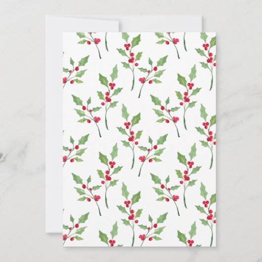 Invitation Aquarelle Holly Sprigs et Motif (Dos)