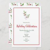 Invitation Aquarelle Holly Sprigs et Motif (Devant / Derrière)