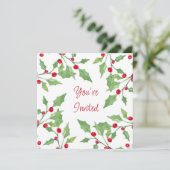 Invitation Aquarelle Holly Wreath 3 (Debout devant)