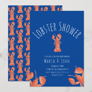 Invitation Aquarelle Homard Baby shower de fête Crabe bleu