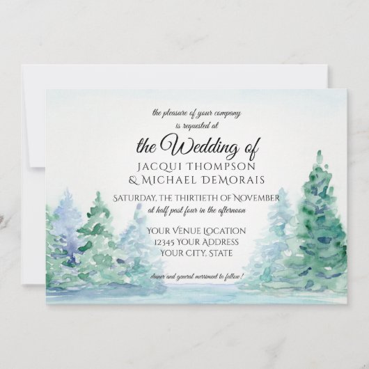 Invitation Aquarelle horizontale Lac Rustic Mountain Forest (Devant)