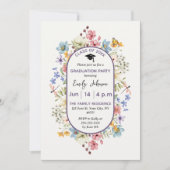 Invitation Aquarelle Hors Blanc Floral Chic Graduation (Devant)