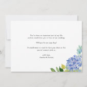 Invitation Aquarelle Hortensia Bleu Seras-Tu Mon Garçon D'Hon (Dos)