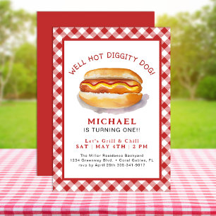 Invitation Aquarelle Hot Dog Anniversaire de enfant Party Coo