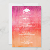 Invitation Aquarelle Hot Rose et Orange Graduation Dîner (Devant)