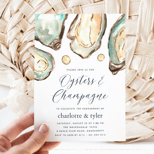 Invitation Aquarelle Huîtres & Champagne