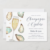 Invitation Aquarelle Huîtres & Dîner de répétition de champag (Devant)