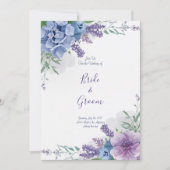 Invitation Aquarelle Hydrangea Bleu Fleur Lavande Violette Fl (Devant)