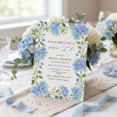 Invitation Aquarelle Hydrangea Bleu Quelque Chose de Bleu Mar