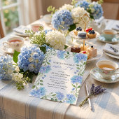 Invitation Aquarelle Hydrangea Bleu Quelque Chose de Bleu Mar