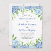 Invitation Aquarelle Hydrangea Blue Floral Mariage (Devant)