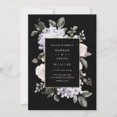 Invitation Aquarelle Hydrangea Floral sur noir| Mariage (Devant)