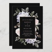 Invitation Aquarelle Hydrangea Floral sur noir| Mariage (Devant / Derrière)