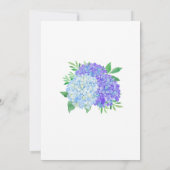 Invitation Aquarelle Hydrangea Mariage bleu violet (Dos)