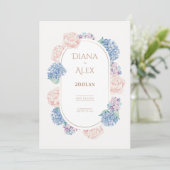 Invitation aquarelle hydrangea peony enregistrer la date mari (Debout devant)