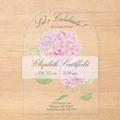 Invitation aquarelle Hydrangea rose (Recto)