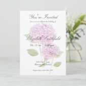 Invitation aquarelle Hydrangea rose (Debout devant)