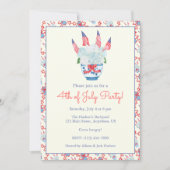 Invitation Aquarelle Hydrangeas et Drapeaux Américains du 4 j (Devant)