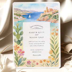Invitation Aquarelle Ibiza Castle Mariage